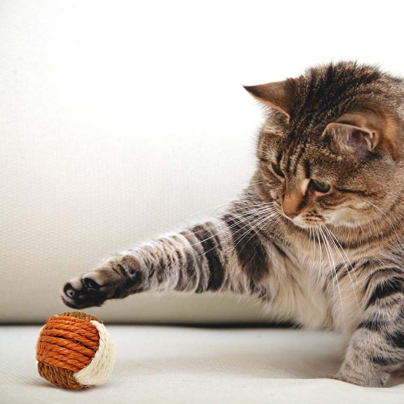 SUNTRADE 3Pcs Cat Toy Sisal Ball Pet Scratching Ball Chew Eco-Friendly Toy Pets Interactive Toy Bite and Wear Resistant(Random Color) - Image 2